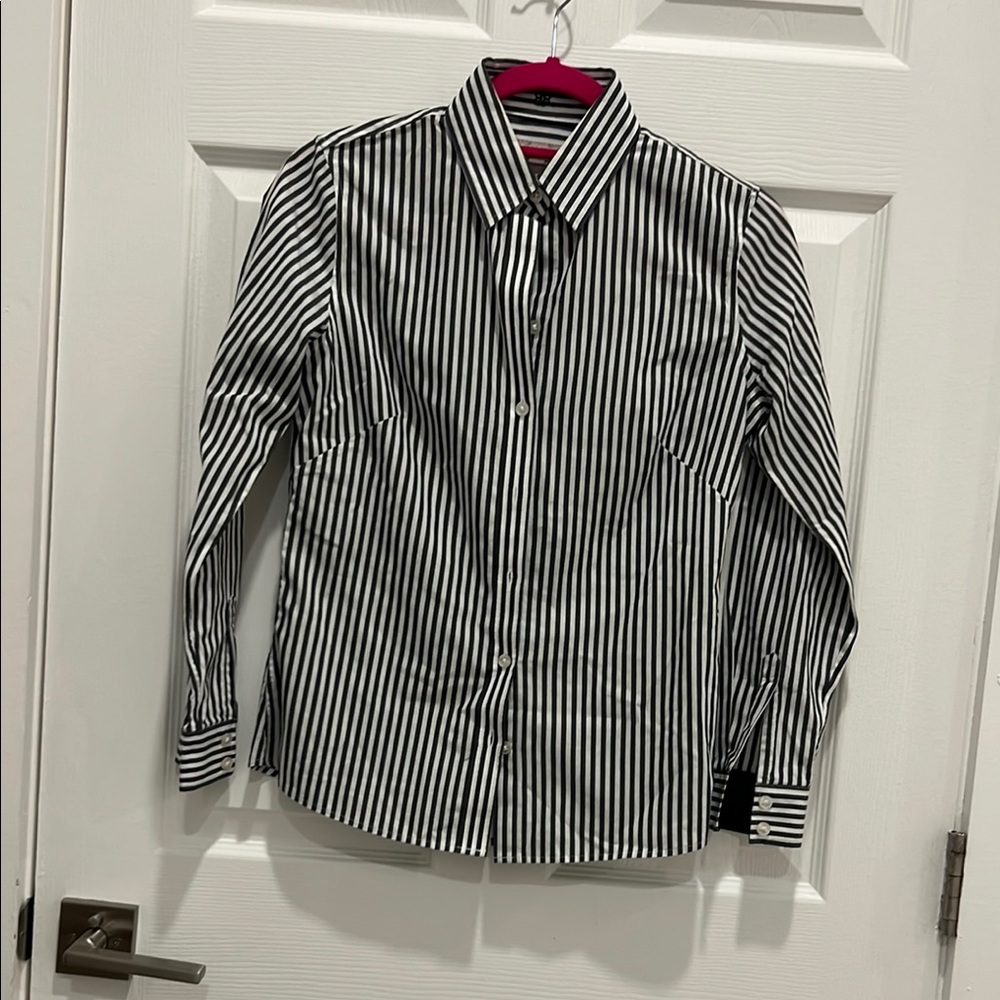 Banana Republic Black and White Striped Blouse